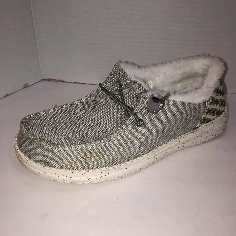 Hey Dude Wendy Funk Wool Shoes Slip On Loafers Womens Size 7 Gray Western